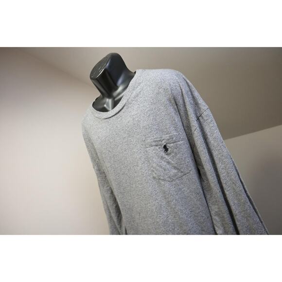 Polo Ralph Lauren Tee Shirt Classic Fit Gray Long Sleeve Mens Size 4XLT 4XL TALL - Picture 1 of 8
